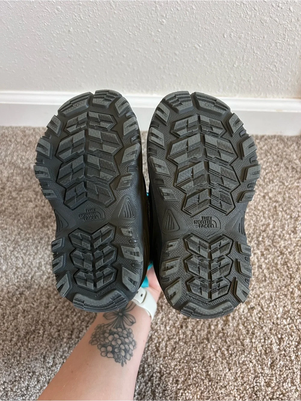 The North Face Kids Teal and Gray Snow Boots with Quick-Pull Laces